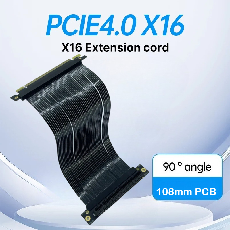 Pcie 4.0 X16 Riser Cable 90 Degree - Cable extensor blindado para tarjeta gráfica