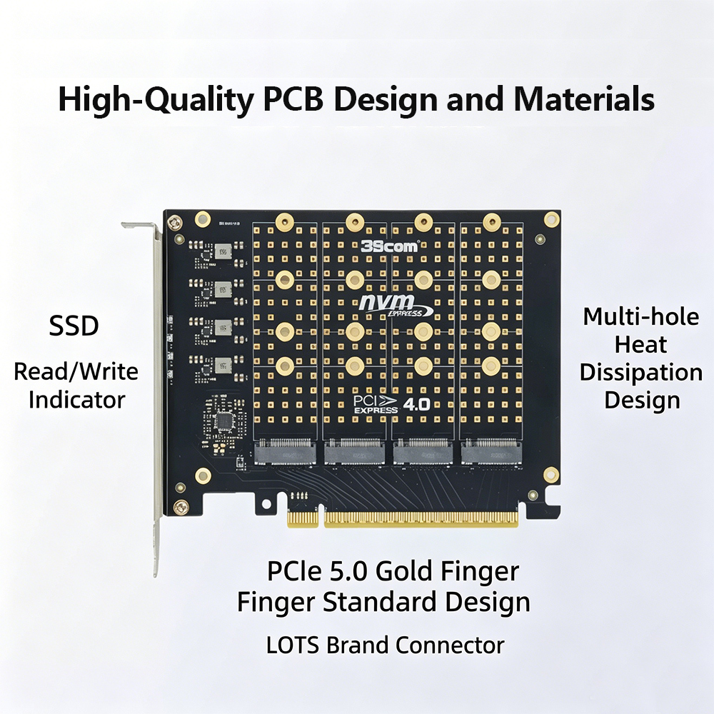 Tarjeta adaptadora PCIe 4.0 X1 - Quad M.2 Nvme Pcie Bifurcation Card reseña y precio