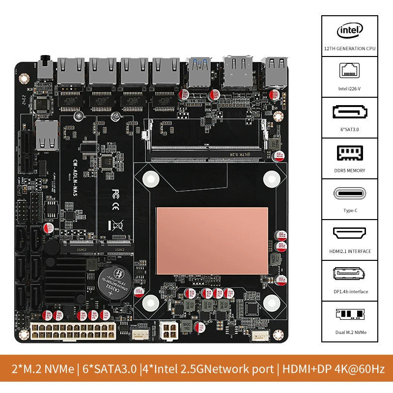 Placa Base NAS N100/N150 de 6  - Nas Motherboard N100 6 Sata reseña y precio