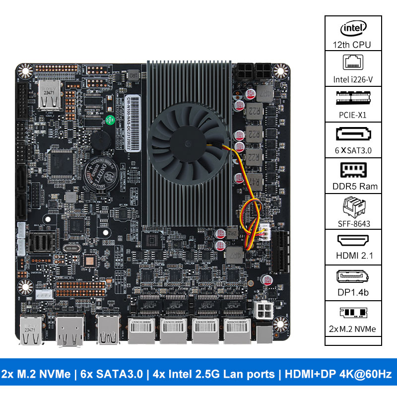 Placa Base N100 Nas con 2xm.2  - Nas Motherboard N100 6 Sata reseña y precio