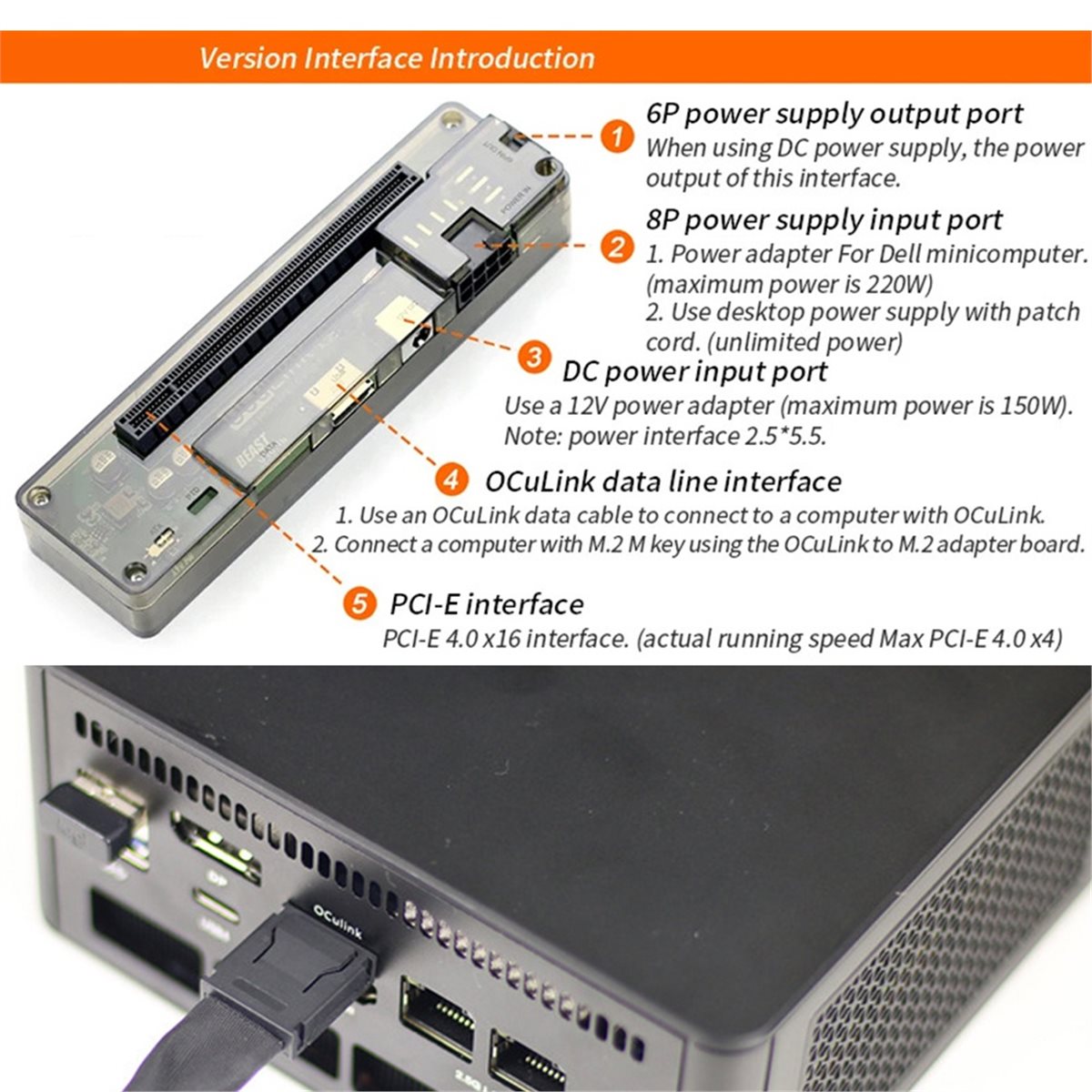 Promoción: Base OCuLink para G - External Gpu Dock Pcie 4.0 Oculink reseña y precio